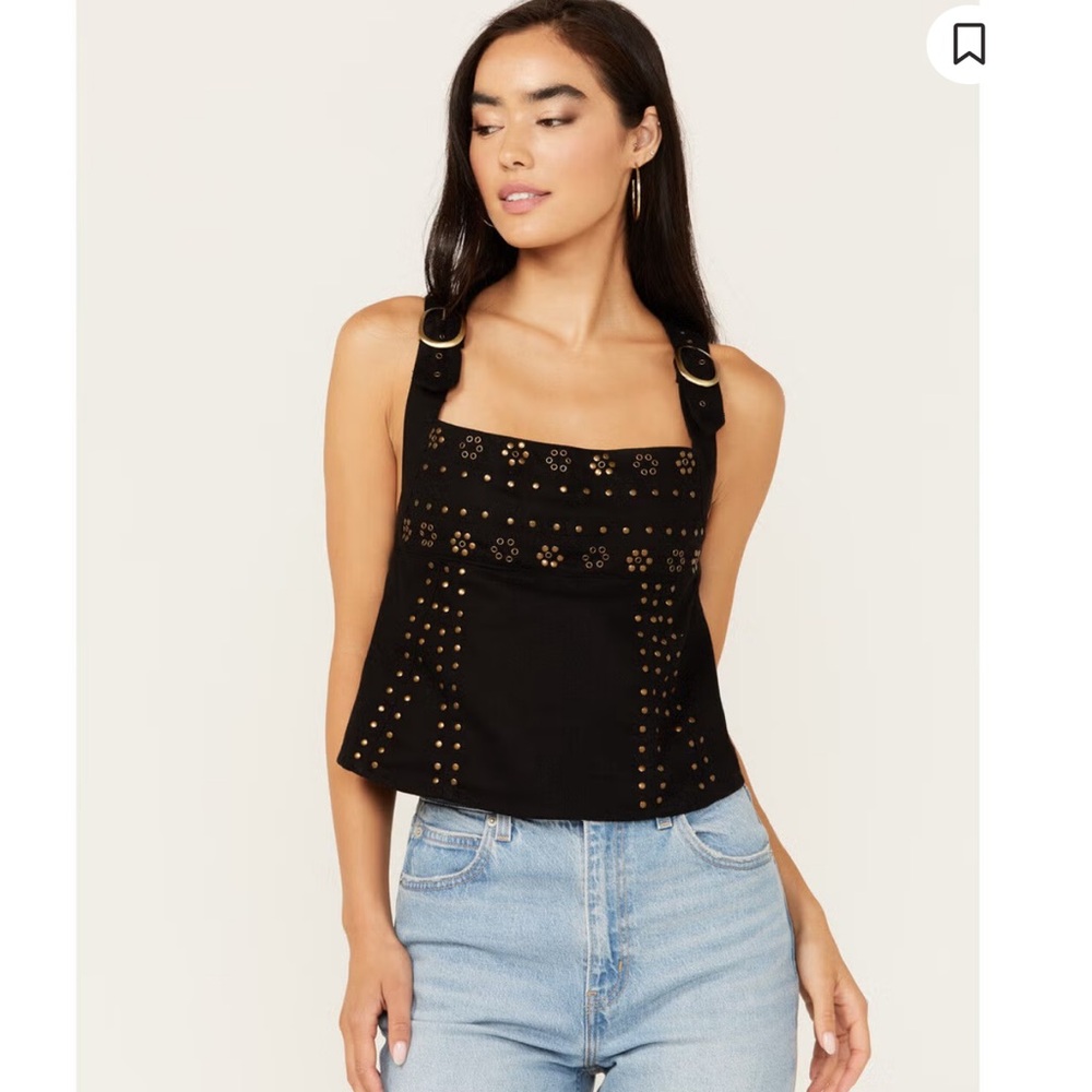 Free People Black Studded Crop Top